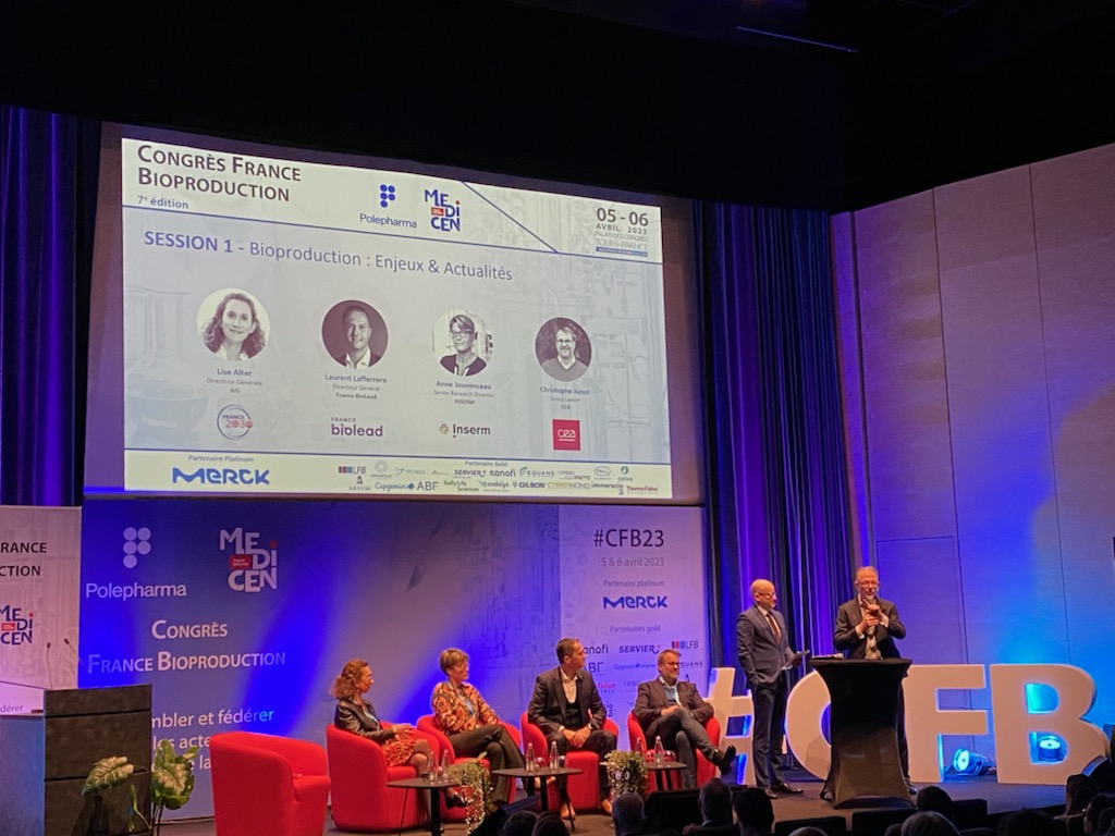InsermTransfert's tweet photo. @InsermTransfert est présent pour la 7ème édition du Congrès France Bioproduction à #Tours 5-6 avril #CFB23
Plus de 450 acteurs publics et privés de la filière française de la #bioproduction se rencontrent et échangent autour des enjeux et des besoins futurs. https://t.co/MHQcfq5gwW