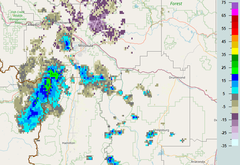 NWSMissoula's tweet photo. (3:40am MDT 4/5) -
Snow showers moving eastward may bring brief snow covered roads to the Bitterroot Valley over the next hour. Elsewhere, Lolo Pass and Lost Trail Pass will be slippery at times this morning. #mtwx #idwx #US93 #US12 https://t.co/WcfYCzHL8F