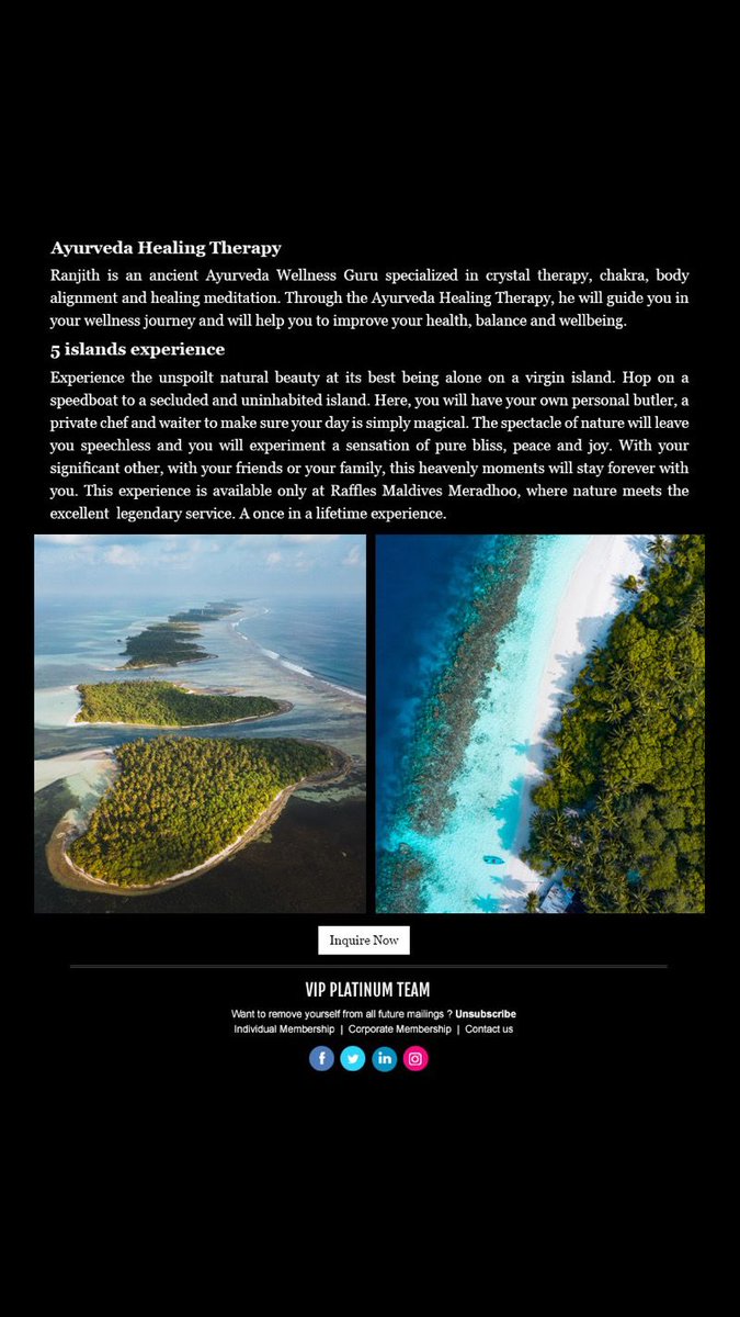 VIPPlatinumLHR's tweet photo. At Raffles Maldives Meradhoo specializes in curating extraordinary experiences. The aim is to create 
memories that will last forever. 
From a dreamy romantic sunken dinner to thrilling snorkeling tours throughout two house reefs, your experiences will be unforgettable. https://t.co/n6I7coffb2