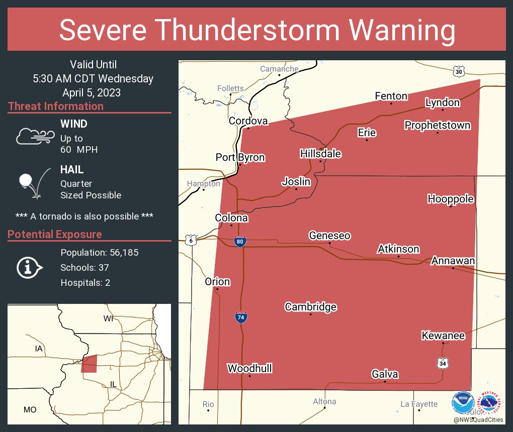 NWS Quad Cities on Twitter "Severe Thunderstorm Warning including Kewanee IL, Geneseo IL and