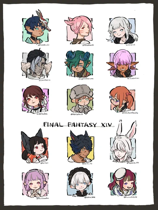 FF14似顔絵4枚目の皆様🍡いつもありがとうございます! 