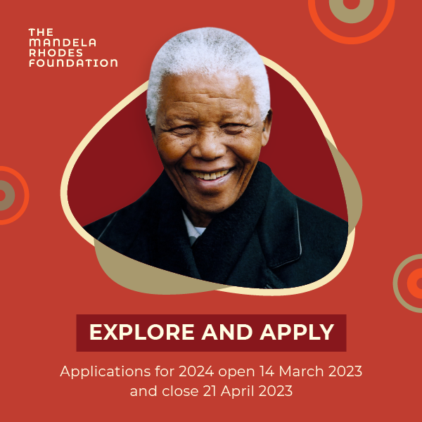 Applications for The Mandela Rhodes Scholarship are still open. We have a 622 people strong community of excellent young African leaders from 33 countries.
Explore and apply today: bit.ly/2QoeZaQ