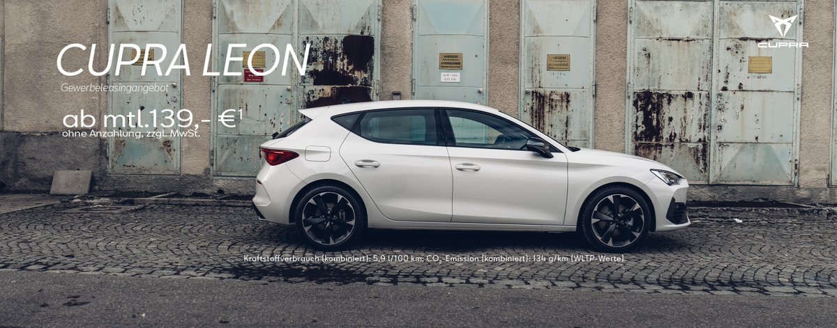 CUPRA Leon ab 139,- € mtl. ohne Anzahlung zzgl. MwSt
.
Kraftstoffverbrauch (kombiniert): 5,9 l/100km; CO2-Emissionen (kombiniert): 134 g/km (WLTP-Werte)*
.
#CUPRA #CUPRALeon #sportlich #Fahrspaß #Style #Auto #Automobil #Fahrerlebnis #Performance #Kraft