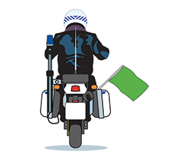 DGTes's tweet photo. #TestDGT Un agente circula en una moto portando una bandera verde; ¿qué indica?

    A. La calzada está abierta pero hay que extremar la atención.
    B. La calzada queda de nuevo abierta al tráfico tras su paso.
    C. Se está desarrollando en la calzada una actividad deportiva. https://t.co/QyBHzOoz9e