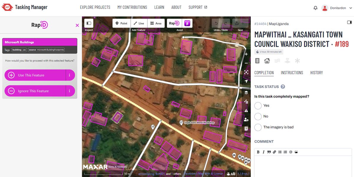 osmuganda's tweet photo. Have you tried out the new @mapwithrapid features?
We are using the Rapid Editor to efficiently map more features on the map.
Join us in #mapping &amp; validating the most populous district in Uganda, #Wakiso district, use the task below to contribute

https://t.co/VgxHuXy5Wp https://t.co/ujnYCBUefQ