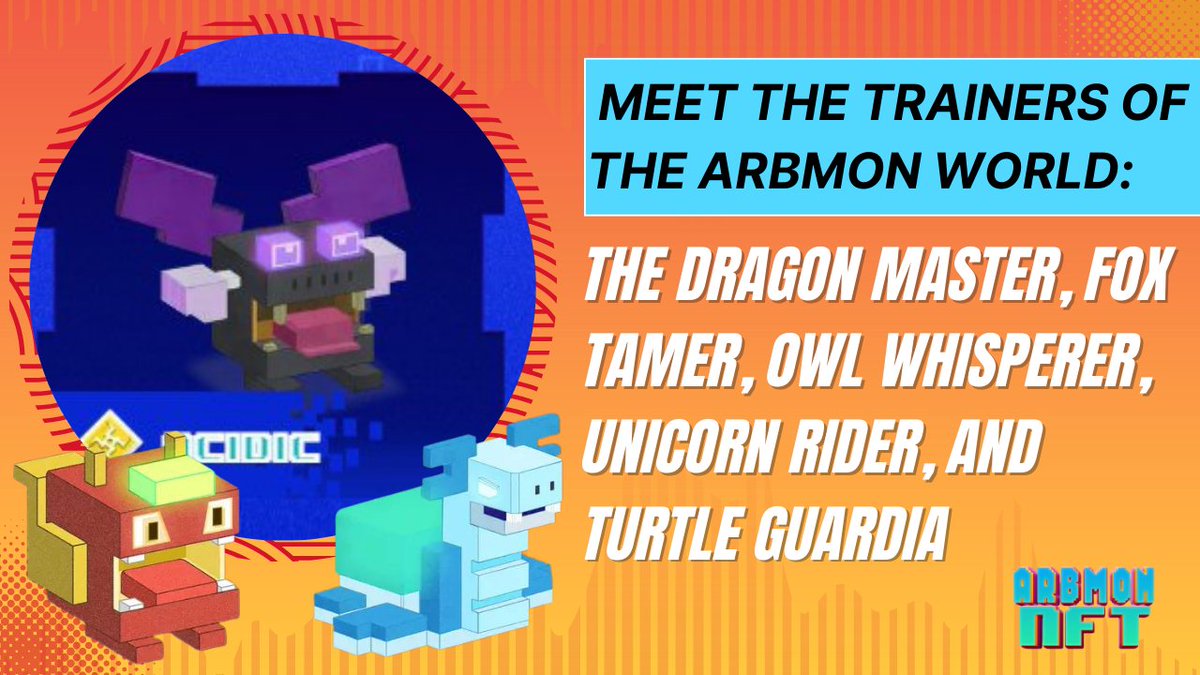 👥 Meet the trainers of the ARBMON world! Each one has a unique set of skills and a special bond with their Arbmons:

🐉 Dragon Master - Commands powerful fire-breathing dragons 
🦊 Fox Tamer - Trains quick and agile foxes 
🦉 Owl Whisperer - Has a deep connection with wise and