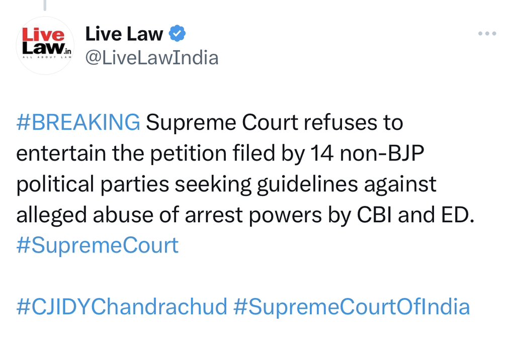 Shehzad_Ind's tweet photo. Will they now say courts are vindictive ? 

This is a huge setback to those who think they enjoy birth right to do corruption and then are entitled to immunity - today there is a Mahagathbandhan of the corrupt who believe they can loot & then get away with it ! 

Huge vindication for the agencies today