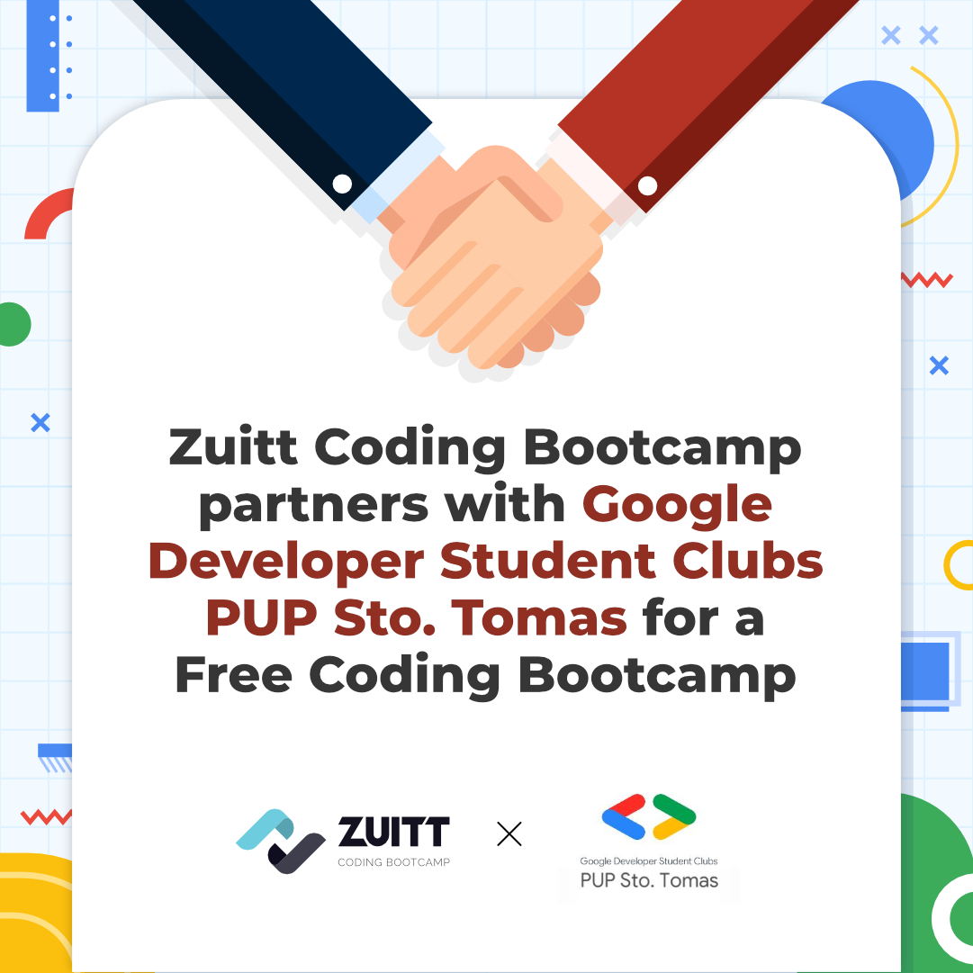 zuittco's tweet image. Zuitt officially welcomes Google Developer Student Clubs PUP Sto. Tomas Branch to its community.

Join our Free Coding Bootcamp. Register here: codenow.zuitt.co/FCBApril15Regi…

#FreeCodingBootcamp #ZuittCodingBootcamp #GoogleDevelopersStudentClub