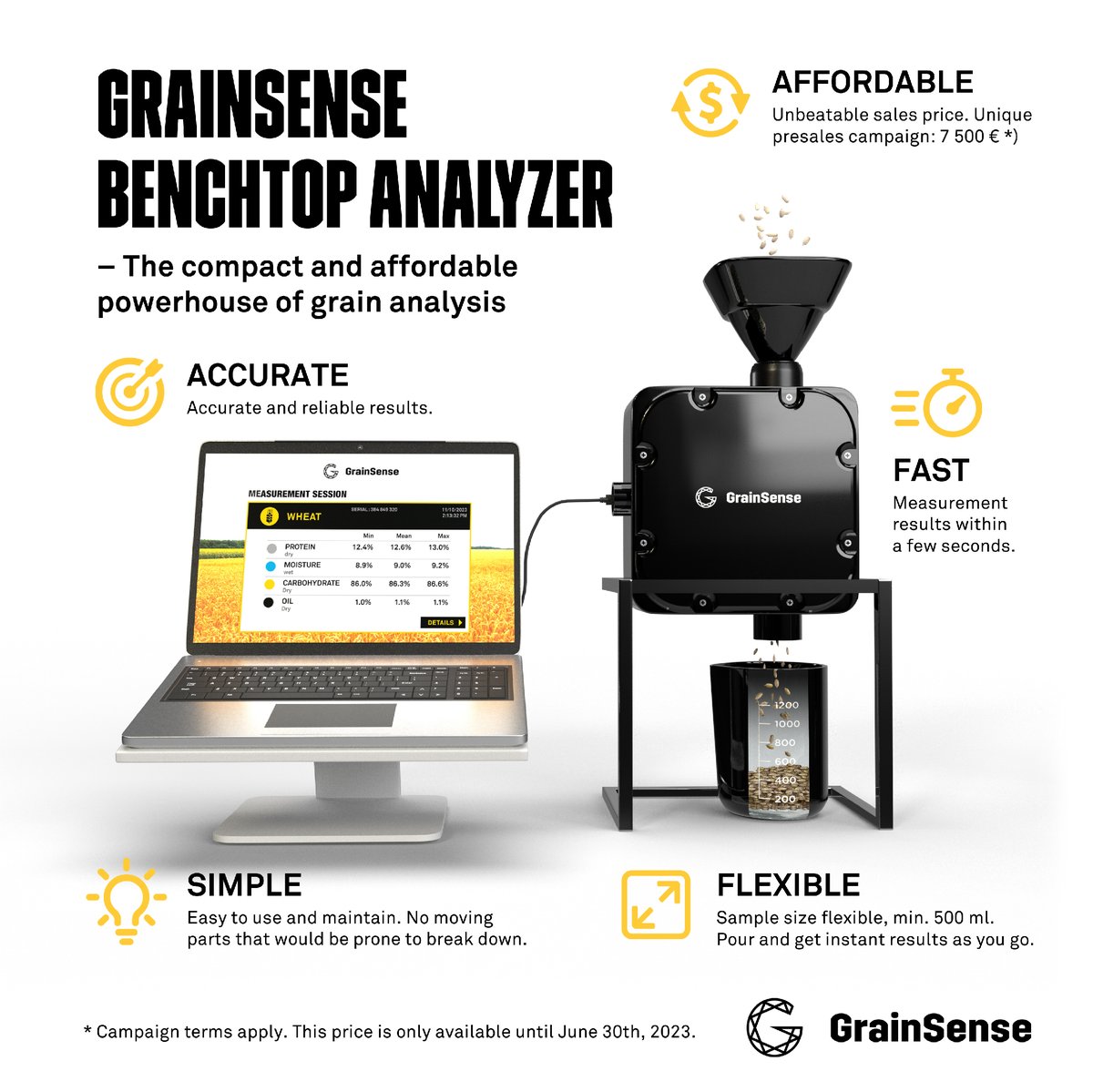 💥 GrainSense Benchtop Analyzer is a new addition to our product family! 💥

We are thrilled to announce that our Benchtop Analyzer is now available for pre-orders! 🔥🤩

👉 Find out more about the product and conditions: grainsense.com/pages/grainsen…