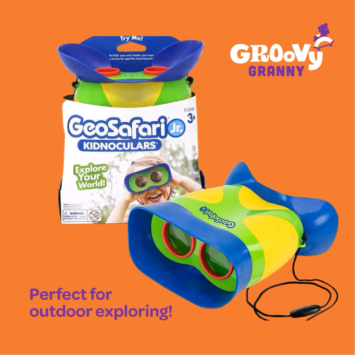 These Kidnoculars feature 2x magnification, a strong waterproof design and rubber grips, so perfect for outdoor exploring! bit.ly/3nz9pmE

#sciencetoys #educationaltoys #groovygranny #toysandgiftideas #toysandgifts #kidnoculars