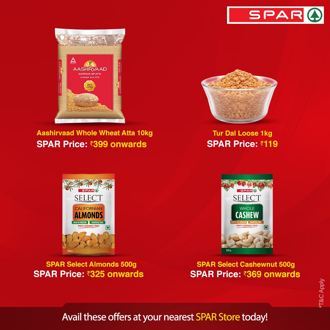 SparIndiaHyper's tweet photo. SPAR's Maha Saving Day is bringing you deals so unbelievable, you'll be left speechless. So don't wait! Head to your nearest SPAR Store today and stock up on your pantry essentials.
#SPAR #MahaSavings #WednesdayOffers #Deals #BestDeals #Sale #Offers #SPARHypermarket #ShopNow https://t.co/q7LG2xUCUY