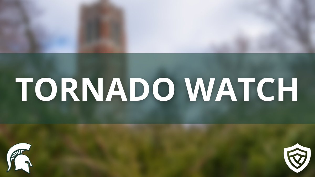 MSU Police and Public Safety (@msupolice) on Twitter photo WEATHER ADVISORY 🚨 <a href="/NWS/">National Weather Service</a> has issued a Tornado Watch for Ingham County until 4 p.m.
A watch means that tornados are possible in and near the area, while a warning means a tornado has been sighted or indicated by weather radar. Be prepared!
More here: weather.gov/safety/tornado… WEATHER ADVISORY 🚨 <a href="/NWS/">National Weather Service</a> has issued a Tornado Watch for Ingham County until 4 p.m.
A watch means that tornados are possible in and near the area, while a warning means a tornado has been sighted or indicated by weather radar. Be prepared!
More here: weather.gov/safety/tornado…