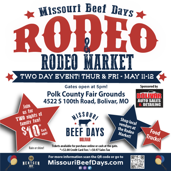 MObeefdays's tweet photo. 🤠👉🎫  This year's Missouri Beef Days rodeo is a TWO DAY EVENT with:
Bareback Riding, Steer Wrestling, Team Roping, Saddle Bronc Riding, Breakaway, Roping, Open Calf Roping, Over 40 Calf Roping, Barrel Racing and Bull Riding!!

Get tickets at https://t.co/R1cSsq0nxg https://t.co/lc0XheRpuG