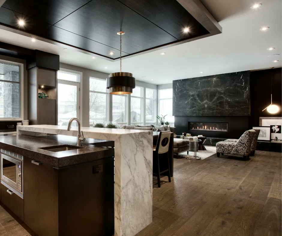 Bookmatched marble compliments this elegant space like artwork.

Architecture/Build: @capstonehomesyyc
Interior Design: <a href="/ahidstudio/">AHID Studio</a>
📸: @sujataphoto_architecture

#architechturalhomes #designbuild #bookmatched #architecture  #yyc #designinspriation #calgarycustom