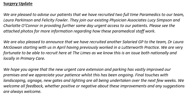 Limes Medical Centre tweet media