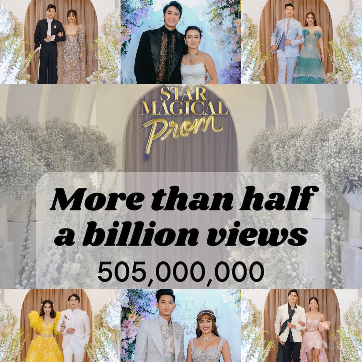 CONGRATULATIONS! STAR MAGIC 💫❤️💚💙

On behalf of the whole Star Magic family, thank you for "more than half a billion views" on the first-ever Star Magical Prom ✨ #StarMagicalPromMoments #TatakStarMagic