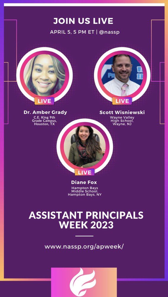 MrsDianeFox's tweet image. Looking forward to sharing about all the ins and outs of #APLife this evening at 5pm EST on @NASSP’s IG Live with @thedrgrady and @Mr_S_Wisniewski for #APWeek23 @SAANYS
