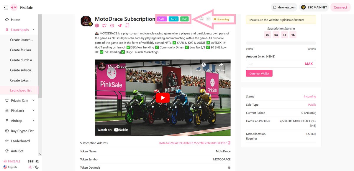 pinkecosystem's tweet photo. 👌Congratulations to the MotoDrace team successfully meeting the criteria and obtaining the #Safu badge.

🔥The #Pinksale Safu badge was developed to add an extra layer of investor security to launches on our platform.

🚀 Check them out below:  

https://t.co/FNdKQUsaf7

#BSC https://t.co/bscvF2ihCd