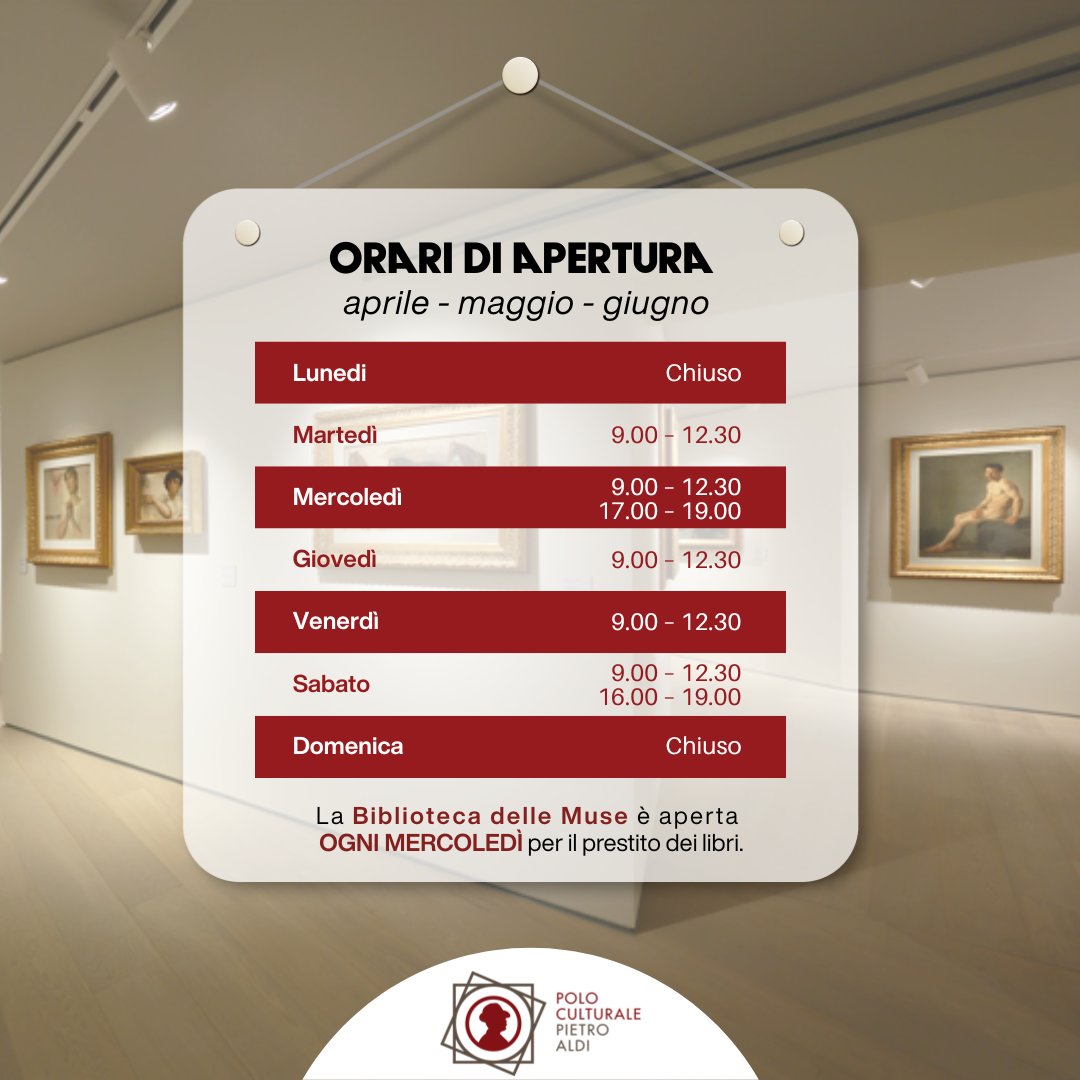Polopietroaldi's tweet photo. Nuovi orari di apertura 👇

#poloaldi #saturnia #toscana #manciano #PietroAldi 
#arte #art #pinacoteca #maremma https://t.co/JC17iT2YRD