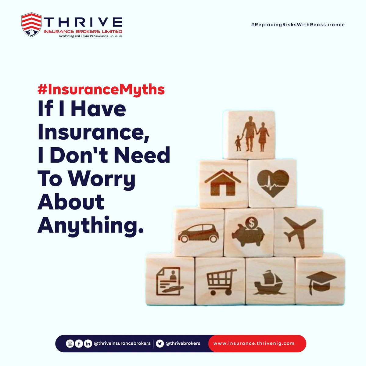 This is a very common myth about Insurance.
 It is important to note that Insurance is not a substitute for taking care of your health or safety or business.

For example, you still need to take steps to prevent accidents by wearing seatbelts. #thriveinsurance #insurancemyths