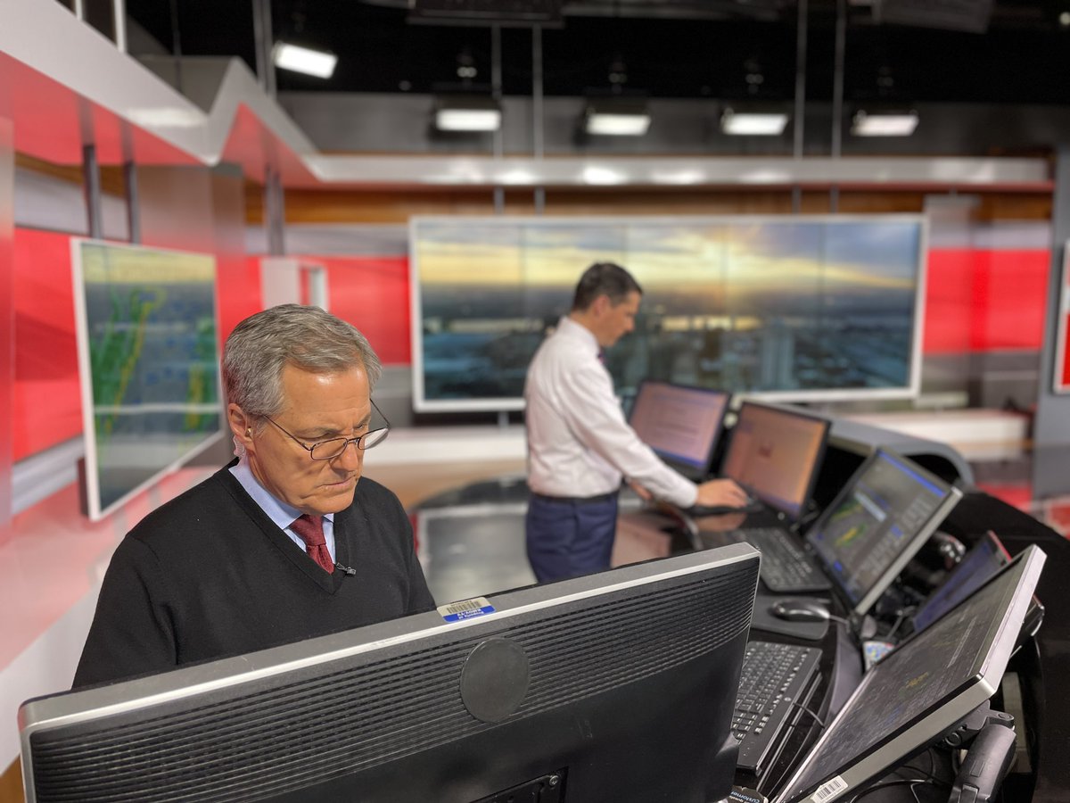 WeatherChambers's tweet photo. Three meteorologists in the #4FirstAlert Weather Center this morning.
@KMOV is in #StormMode as a line of strong to severe storms rolls in from the west. Thunderstorm watch in effect for the #STL metro area until 10AM.
Don’t be scared. Just be prepared!
#stlwx https://t.co/sOdzxOvoaS