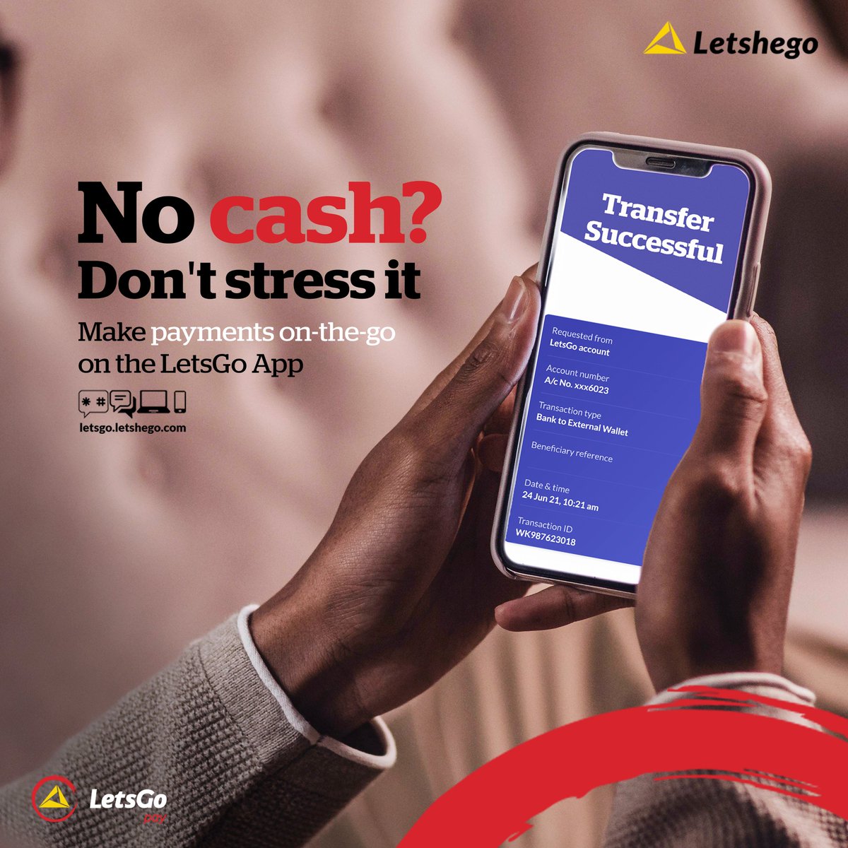 LetshegoNigeria's tweet photo. Make payments anywhere, anytime with the LetsGo App.
Join the easy life today, and download the LetsGo App.
#easypayment #transfer #LetsGoMall https://t.co/fcWY27UfRc
