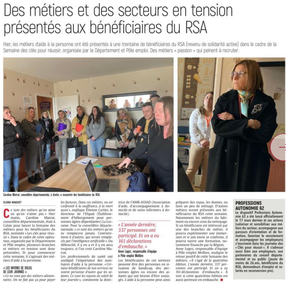 #Recrutements #Service_à_la_Personne 🛌🛀🧺 ⁦@poleemploi_HDF⁩ #Calais et le ⁦<a href="/CDepartemental/">ConseilDepartemental</a>⁩ « Les clés de la réussite » ⁦⁦<a href="/CarolineMatrat/">Caroline MATRAT</a>⁩ ⁦@FredericDanel⁩ ⁦<a href="/Nordlitt/">Nord Littoral</a>⁩ ⁦@VDNCalais⁩ ⁦<a href="/Prefet62/">Préfet Pas-de-Calais 🇫🇷🇪🇺</a>⁩ ⁦<a href="/Aurore_Dlt/">Aurore_DELATTRE</a>⁩ ⁦<a href="/AnneLD4/">Anne LOGEZ</a>⁩