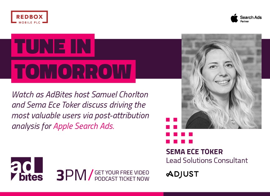 Free #AppStoreAttribution vodcast tomorrow!  Join @ChorltonSamuel and <a href="/semaecetoker/">Sema Ece Toker</a> of <a href="/adjustcom/">Adjust</a>  as they discuss how to scale those gold-standard users acquired via Apple Search Ads.
Tickets are free:  shorturl.at/dlwyR  don't miss it!