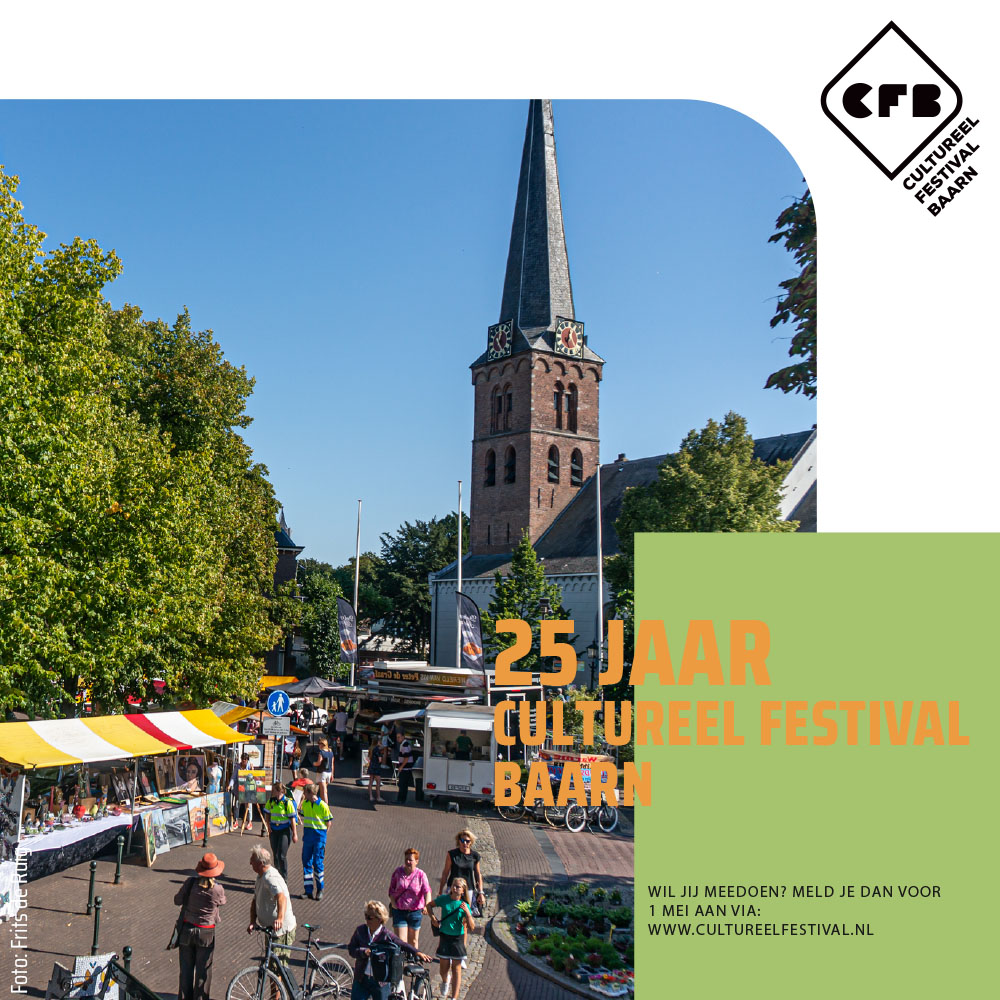 cfbaarn's tweet photo. In september is de 25e editie van Cultureel Festival #Baarn en om dat te vieren is het voor het eerst een driedaags festival. Wil je meedoen als artiest of om je vereniging te promoten of vrijwilligers te werven? Meld je dan voor 1 mei aan via https://t.co/PyBZTzBPNn https://t.co/1prHziRqSz