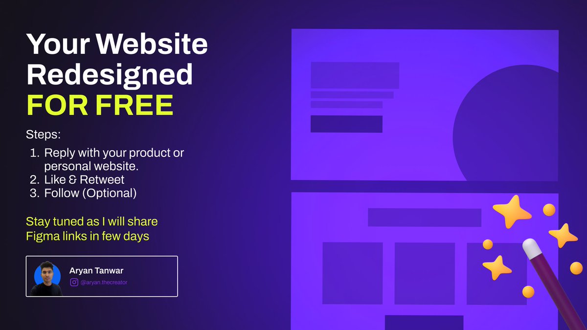 🚨 Free Website Redesign! 🚨
Reply with your personal or product website, and I'll give your #landingpage a fresh makeover! #freebie #websiteredesign #uiuxdesign 
✨Feel free to use it later✨
👇 Drop the links 👇