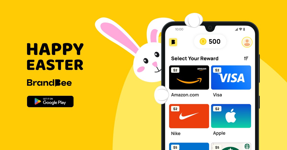 BrandBeeRewards's tweet photo. Are you on the hunt for good deals? 🐇

Redeem some gift cards on BrandBee this Easter Sunday!

Download our app below:
https://t.co/Gg6ZH0Tq0a

#happyeaster #easteregg #EasterSunday #EasterSunday2023 #redeemnow
@Visa @Nike https://t.co/VZy2iv5YJv