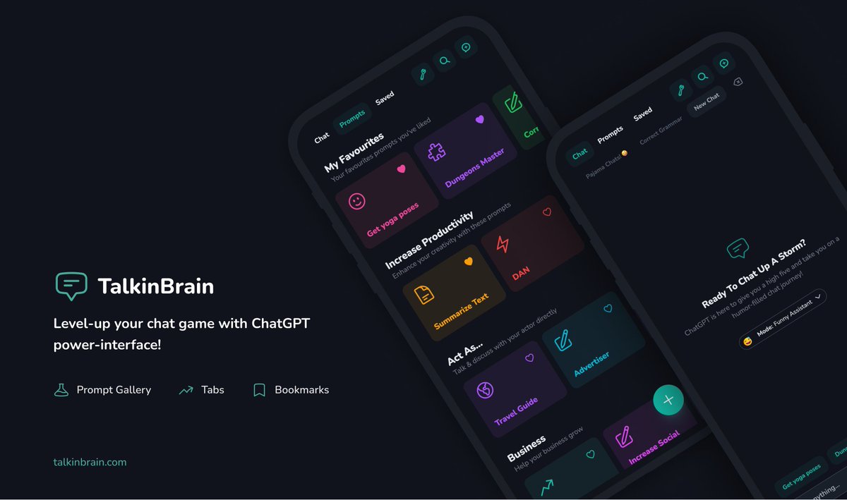 ai_picks's tweet image. 🚀 Are you ready to chat with an intelligent brain? TalkinBrain is a #ChatGPT app that promises to provide you with a seamless and unique user experience. Check it out now at aitoppicks.com #AI #intelligentinterface