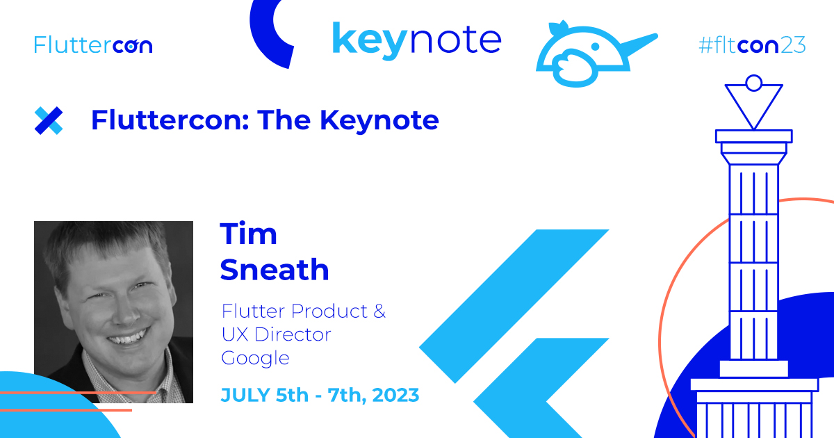 📣 Our #ftcon23 keynote announcement is finally here! 📣

<a href="/timsneath/">Tim Sneath</a> will give updates on #Flutter &amp; #Dart, including a snapshot of the investments <a href="/Google/">Google</a> is making to enable #devs to build high-quality, robust user experiences across multiple platforms.

fluttercon.dev/tim-sneath/