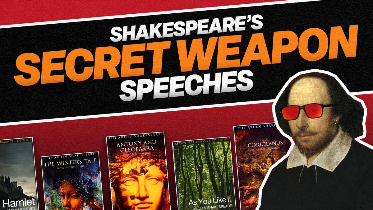 🔴🔴🔴 NEW VIDEO! 🔴🔴🔴

▶︎ Shakespeare's Secret Weapon Speeches

☞ 10 hidden gem Shakespeare monologues that steer well clear of the cliché, overdone ones.

☞ All speeches available to view &amp; download as PDFs for free. Link in vid.

🖥 WATCH: youtu.be/7p6TbYhXtVc