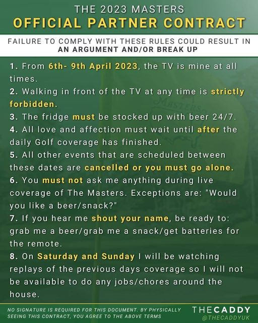 BlackDiamondGC's tweet photo. Some Rules For Masters Week! https://t.co/Q6vzt8bT92