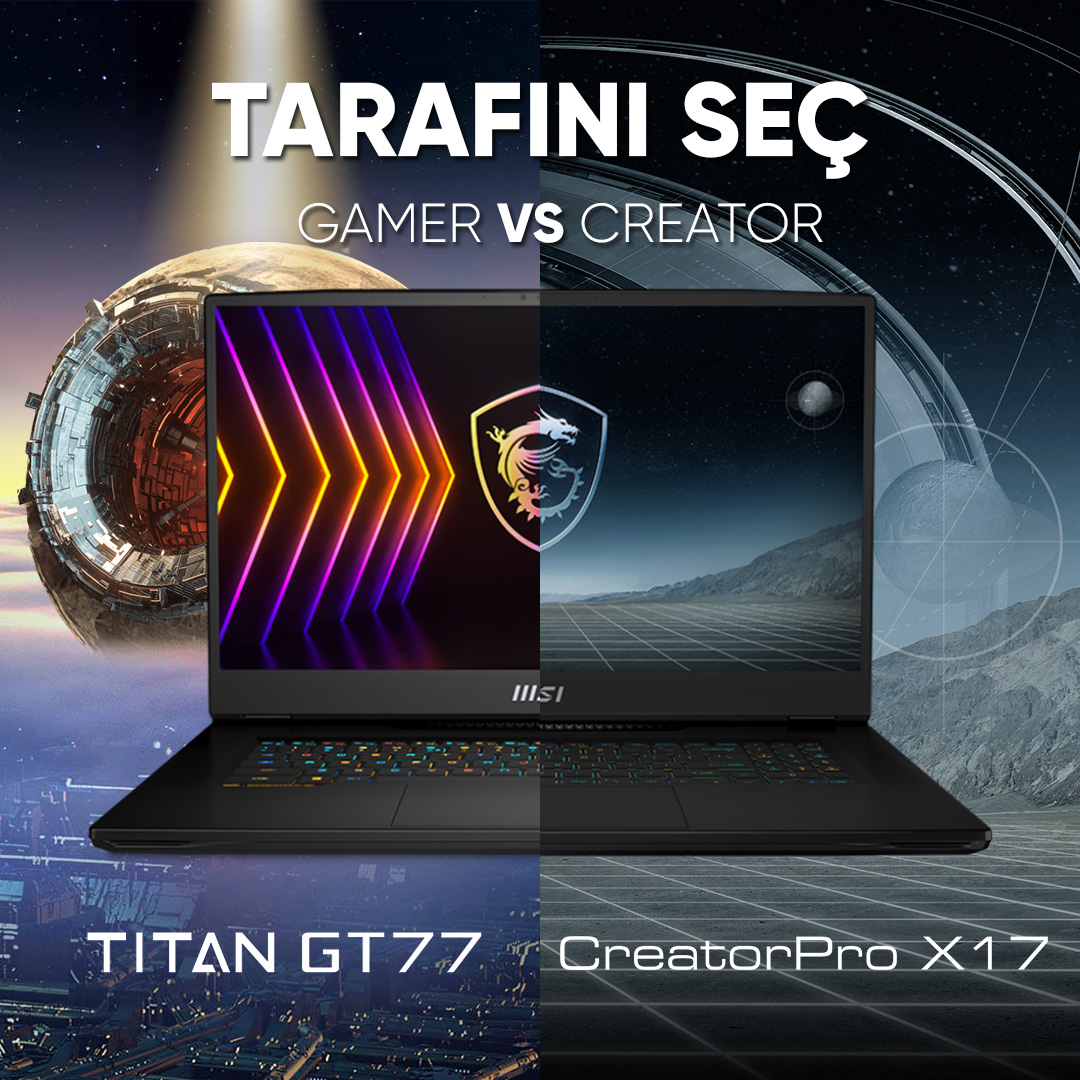MSITurkiye's tweet photo. Sen hangi taraftasın?
Hayatını uç noktalarda yaşayan oyuncular için MSI Titan GT77, tasarımda sınır tanımayanlar için CreatorPro X17.

#laptop #gaminglaptop #creatorlaptops https://t.co/HbKdTCu8gV