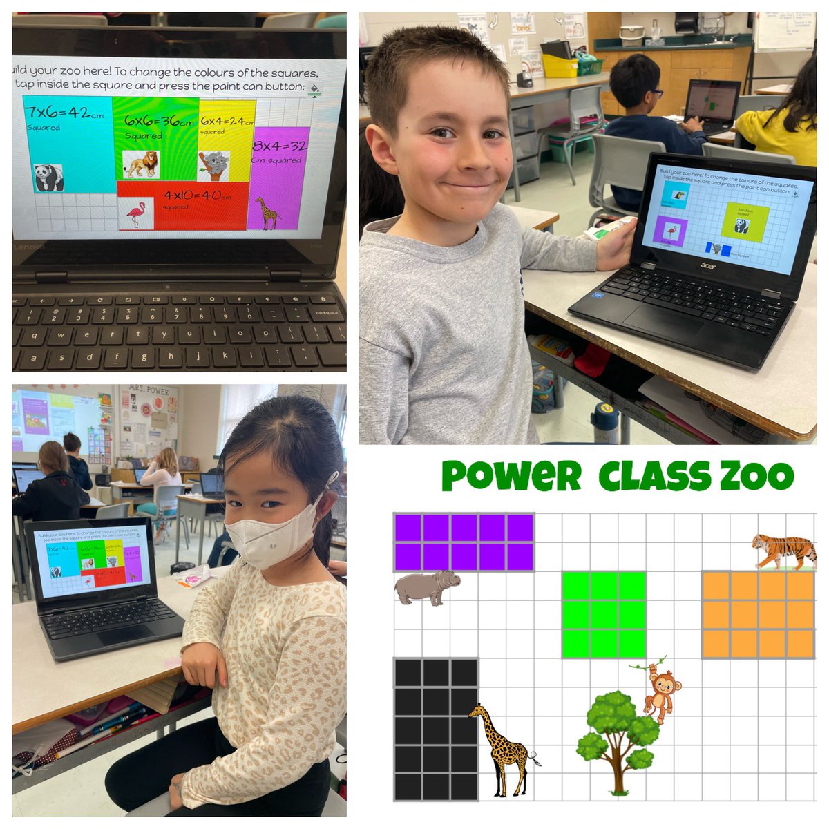 mrs_power3's tweet image. Check out our #AreaZoo. The class created animal pens in Google Slides, and calculated the area of each space. #welovemath #mathisfun 🦒🐼🦁
