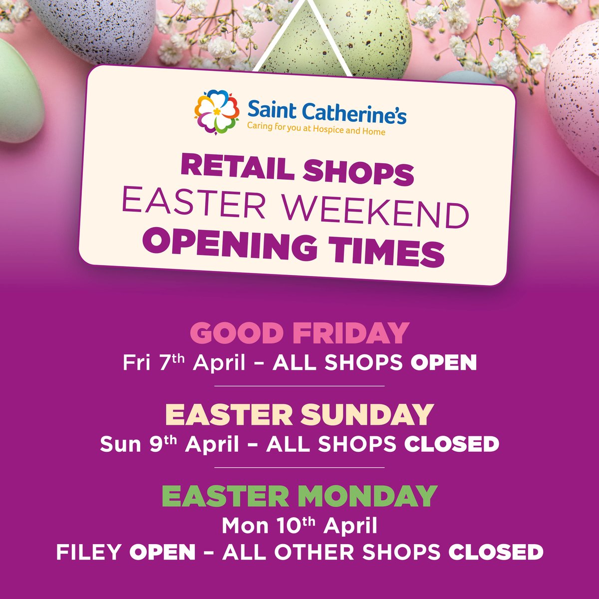 🛍️ Wanting to shop with us or donate at our shops this weekend? 

👇 Make sure you have checked when we are open over the bank holidays!