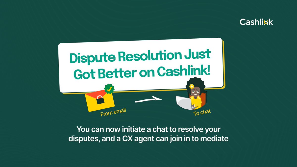 CashlinkHQ's tweet image. We’ve ramped up the dispute resolution process on Cashlink for Bundle. 

It’s faster and seamless with just three steps;
Notice any issues with your transaction
Report the problem
A chat dispute will be initiated and a CX team will join in to help mediate.
