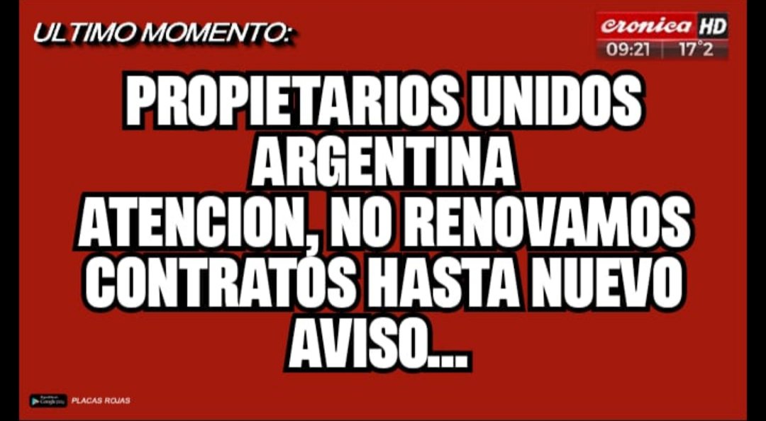 depropietarios1's tweet photo. ATENCIÓN Propietarios DIRECTOS : Como venimos hablando entre Todos Los propietarios Directos seguiremos con nuestra postura , NO SE RENUEVA Y NO SE ALQUILA,YA APRENDIMOS QUE NADIE MEJOR QUE EL PROPIETARIO PARA DEFENDER LO SUYO. https://t.co/UnHS49ZBSs
