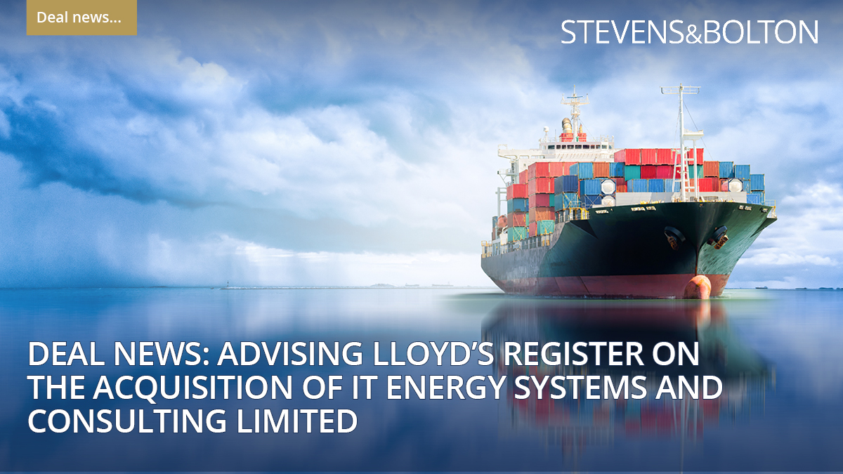 stevens_bolton's tweet photo. The Stevens &amp; Bolton corporate team has acted for @lloydsregister, the largest global supplier of voyage solutions for the maritime industry, on the acquisition of IT Energy Systems and Consulting Ltd, trading as ISF Watchkeeper. https://t.co/KPOAW2n5ta https://t.co/zYPgn7dbsi