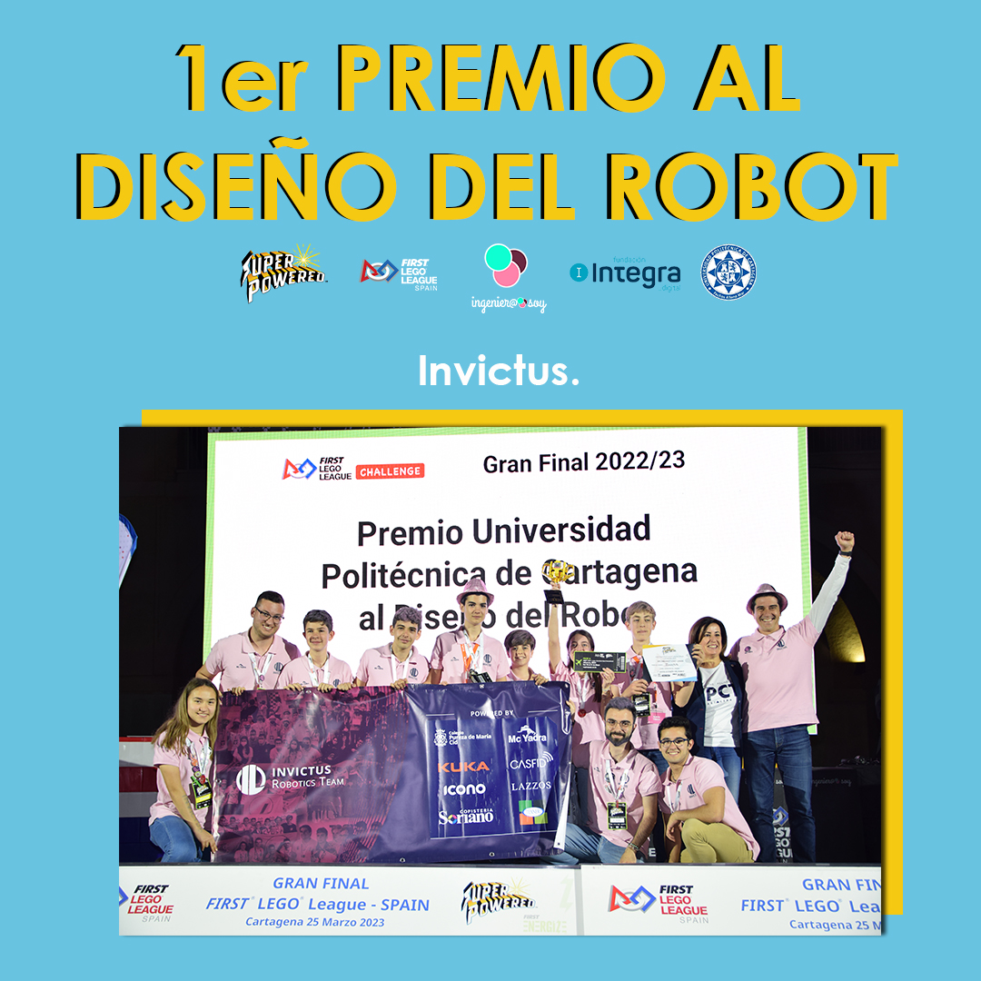 FLL_Spain's tweet photo. 🥇 1er PREMIO AL DISEÑO DEL ROBOT: Invictus del Colegio Pureza de Maria Cid.
➕OPEN de Arkansas.

🥈 2º PREMIO AL DISEÑO DEL ROBOT: Overclock Axular de Axular Lizeoa Kooperatiba Elkartea.

🥉 3er PREMIO AL DISEÑO DEL ROBOT: Electronic Falcons de la Fundación MTorres. https://t.co/6ZNXljxqir