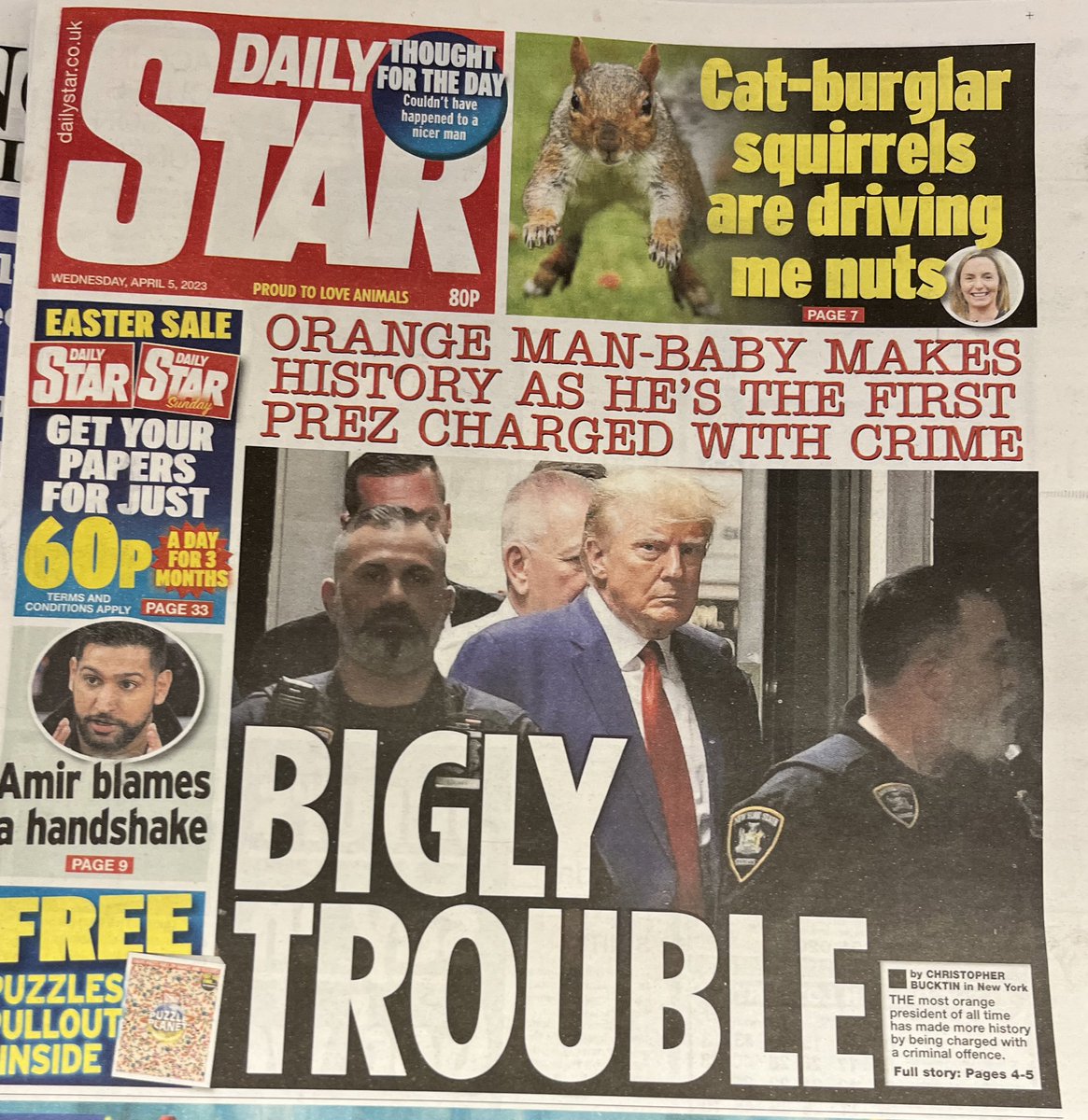 Quite good from the Daily Star today #TrumpArraignment