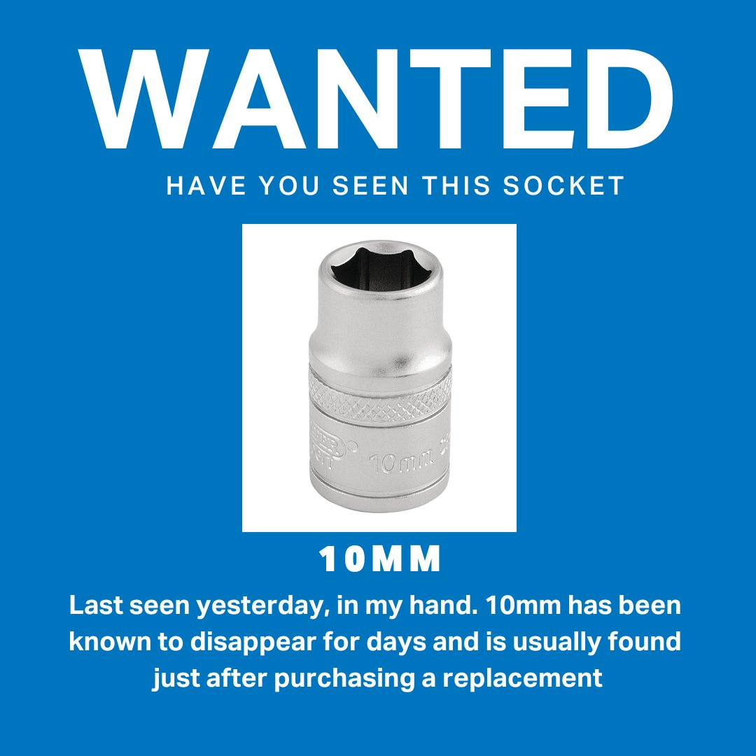 drapertools's tweet photo. WANTED!
The mystery of the 10mm socket continues π
#IYKYK #10mmsocket #drapertools https://t.co/c20dA2ScxN