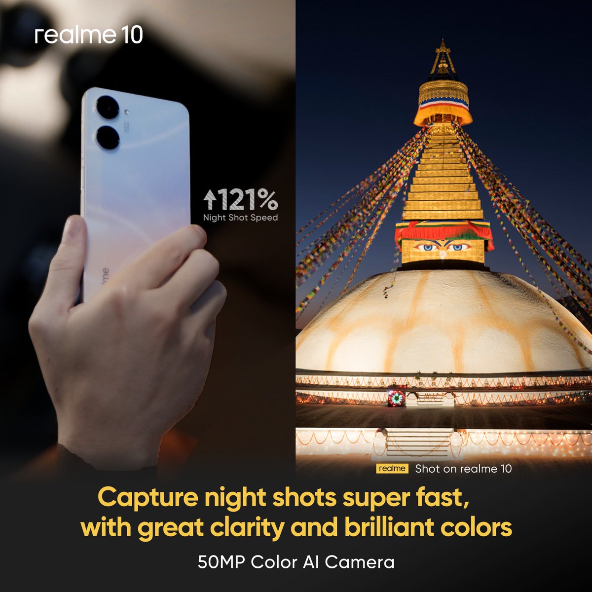 Enhance your night photography skills with realme 10's night shot which is 121% faster at capturing beautiful night shots with greater clarity and brilliant colors.

Buy now: click.daraz.com.np/e/_CX9qPB

#realmepower #realme10 #realmenepal #deartoleap #EpicPerformanceNewVision