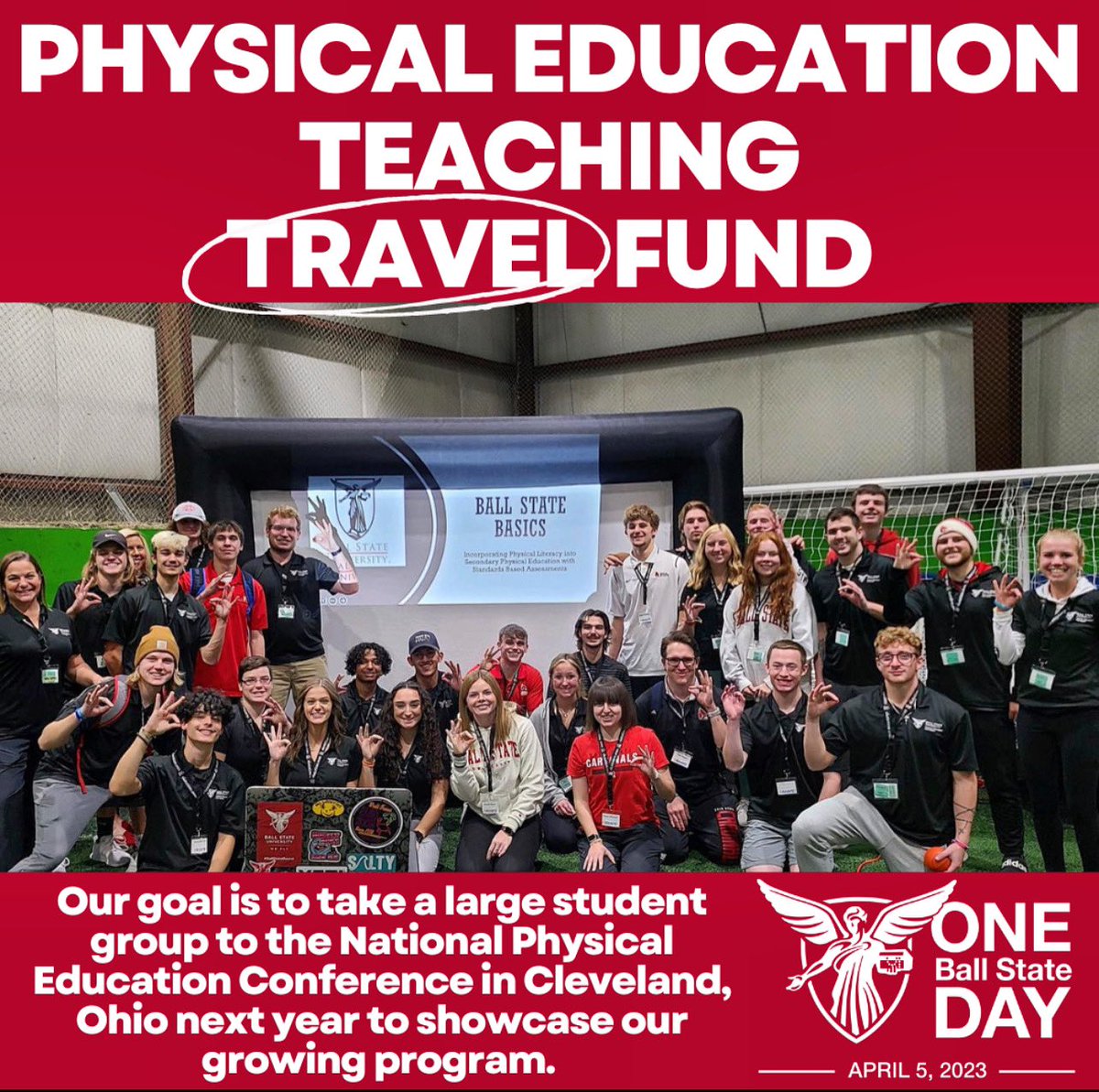 Today is the day! While any program at BallState is worthy of your donations - we hope all our BallState PE students, alumni, family and friends consider contributing toward the PEHTE conference fund for students. oneballstate.bsu.edu/giving-day/653…