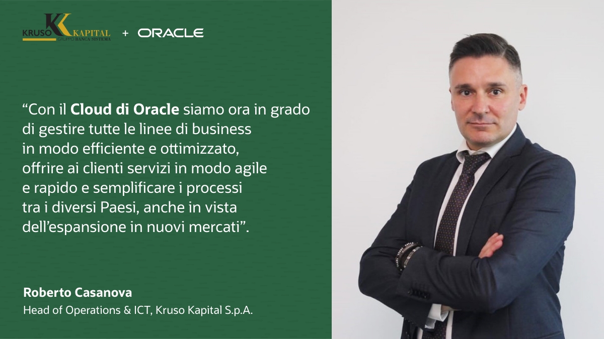 Kruso Kapital, sceglie <a href="/OracleCloud/">Oracle Cloud</a> per la sua #digitaltransformation ed offrire servizi finanziari sempre più all’avanguardia e digitali,  vicini alle esigenze di una clientela moderna, italiana e non solo. 
#IaaS #PaaS #cloudinnovation #finace