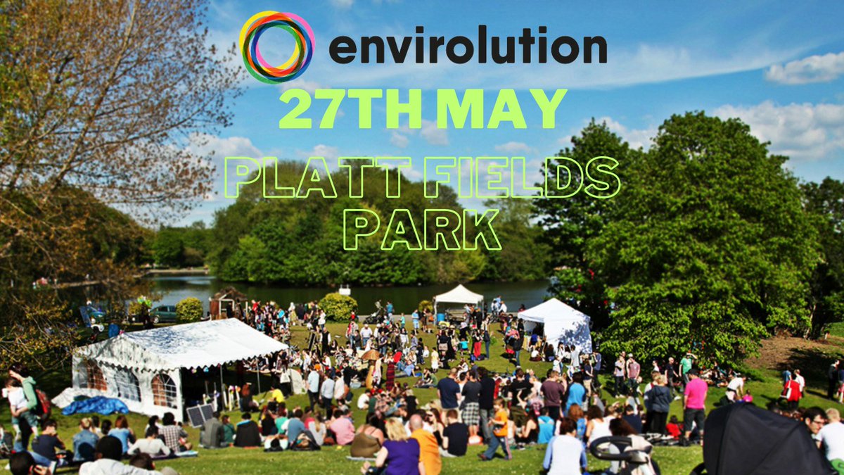 Manchester's No.1 environmental festival is back!🌱

Join us on 27th May in Platt Fields Park for a great family day packed with environmental workshops, talks, stalls, games, food and more.

There are tons of ways to get involved so get in touch today! allmylinks.com/envirolution