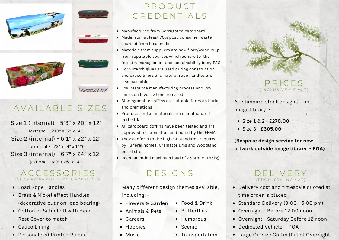 Funerals shouldn't cost the earth and should be as colourful and vibrant as the person whom we are bidding farewell! #sustainablecoffins #cardboardcoffins #magnificentfinalbow