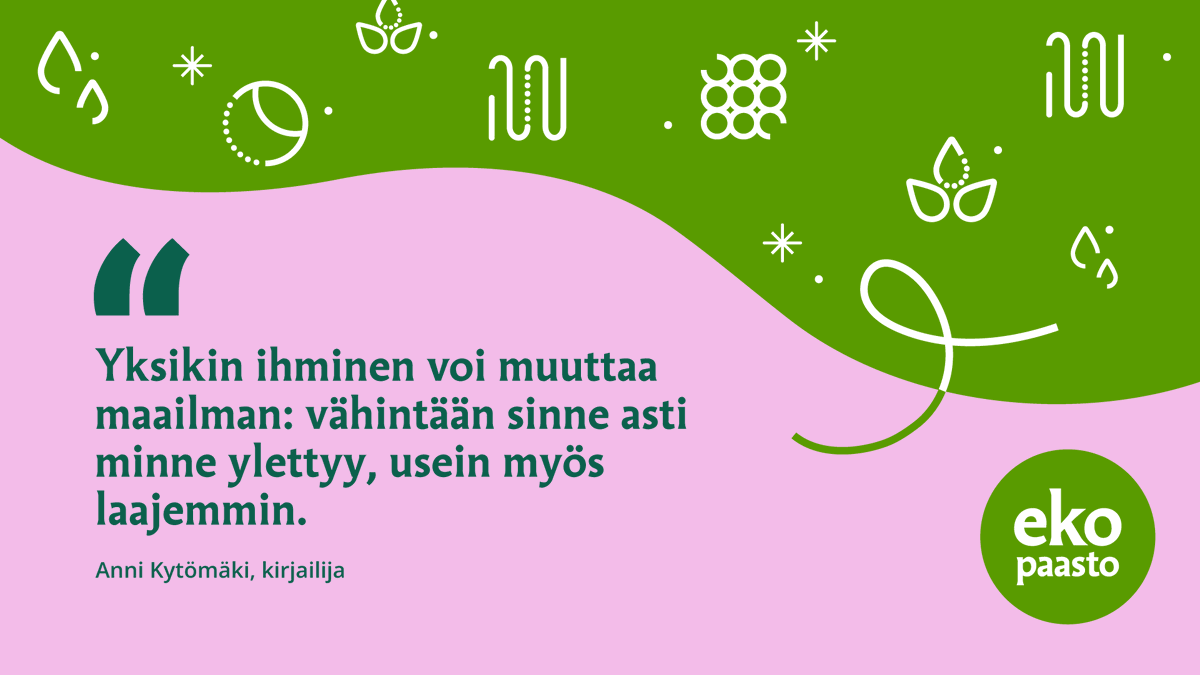 Yksikin ihminen voi muuttaa maailman: vähintään sinne asti minne ylettyy, usein myös laajemmin.

Anni Kytömäki

#ekopaasto #luomakunta #pääsiäinen #kohtuus